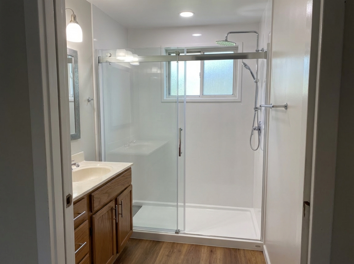 After: clean acrylic walk-in shower installed in 1 day